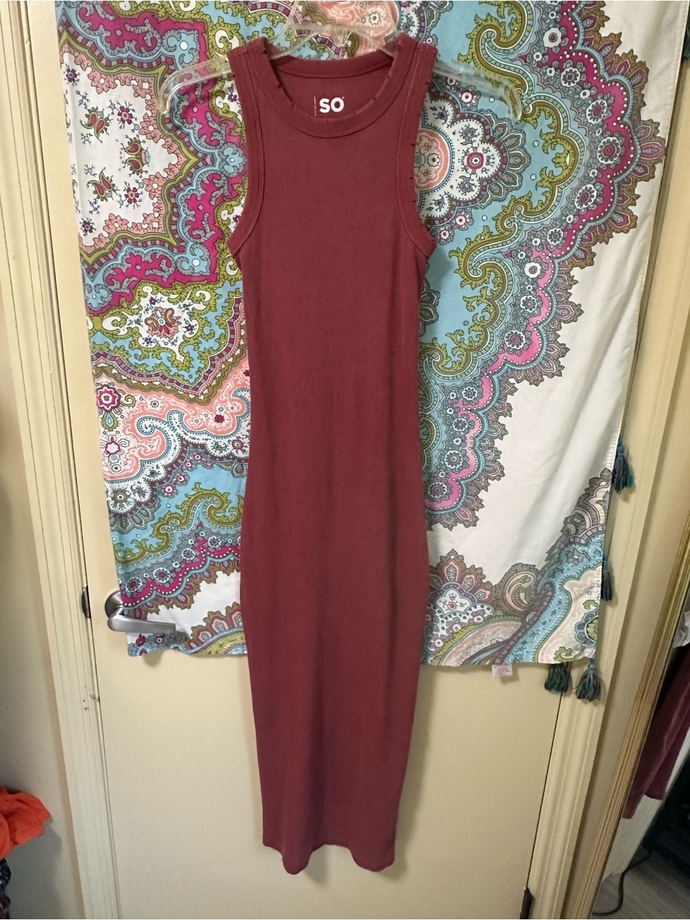 SO Ribbed Sleeveless Maxi Dress in Wine